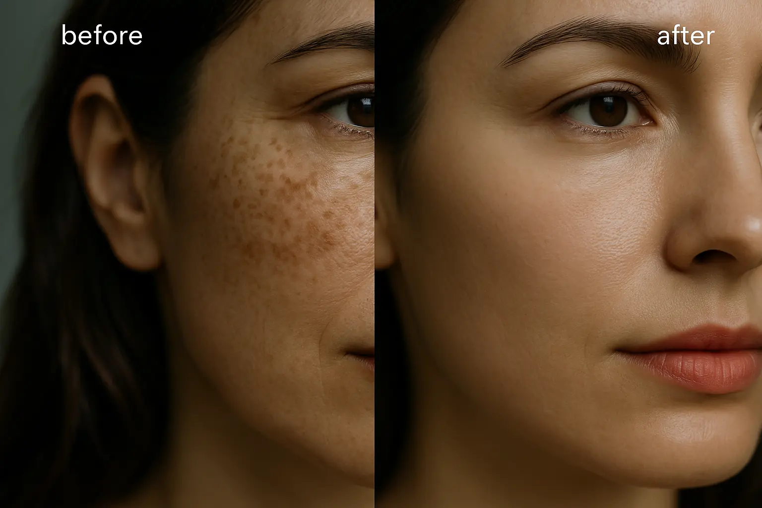 Comparativa antes y después de un tratamiento con láser azul para manchas en la piel