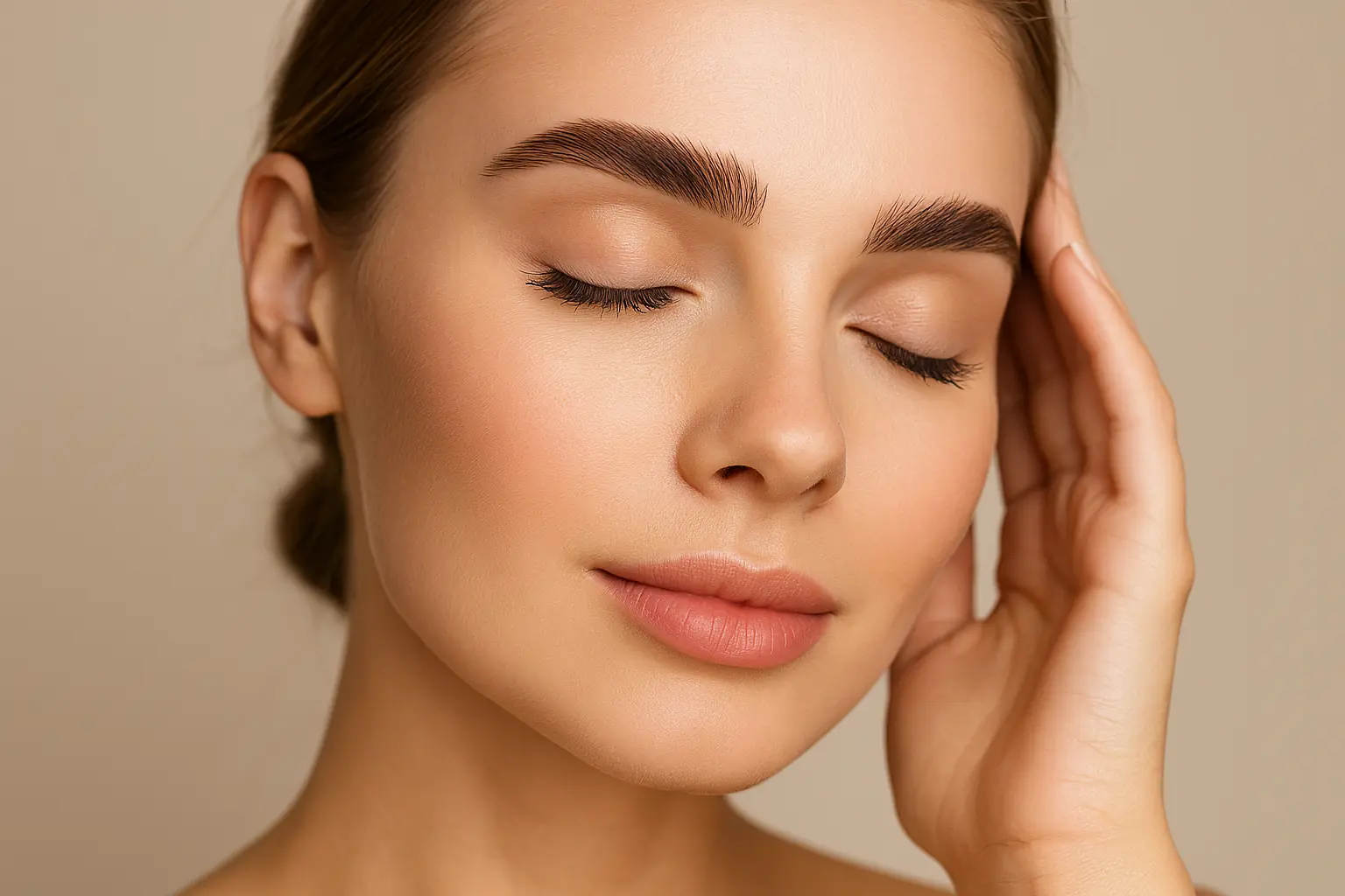 Retrato de mujer después de haberse realizado diferentes tratamiento estéticos de micropigmentación.